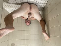 Showing off my naked body in a public shower