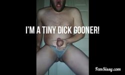 Small cock packing cuckold gooner busted his own balls