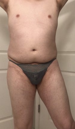 Gray lace panties for chastity cucky. Nice choice!