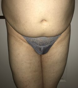 Chubby cucky in cute lace panties. Permanent attire for sissy!
