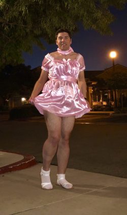 No Wig and Full Face in a Sissy Dress and Sandals ~ Sissy Marky