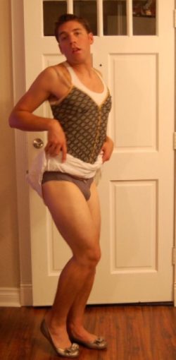 Sissy Confession: Posing in girly clothes and no wig excites me