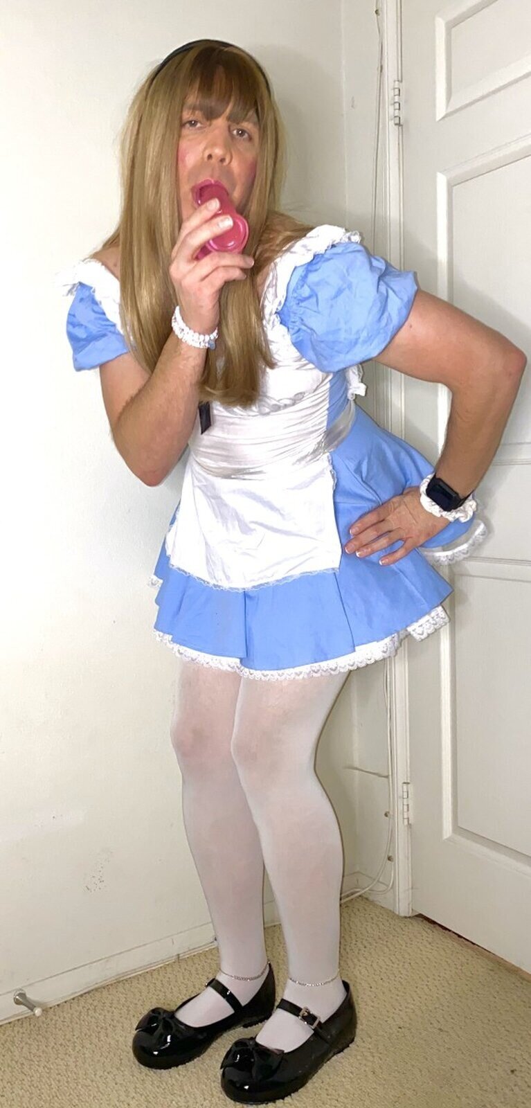 Thinking about cock while dressing like a sissy
