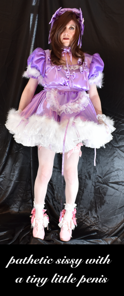 forced to dress as a sissy little bo peep and laughed at in lilac satin by my mistress