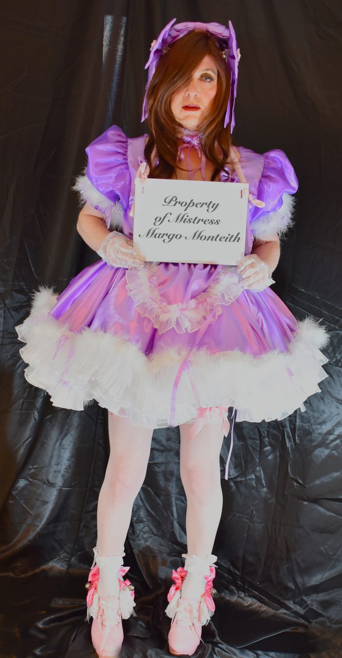Made to dress like a sissy and humiliated in Lilac Satin. my mistress made me sing nursery rhyme ...