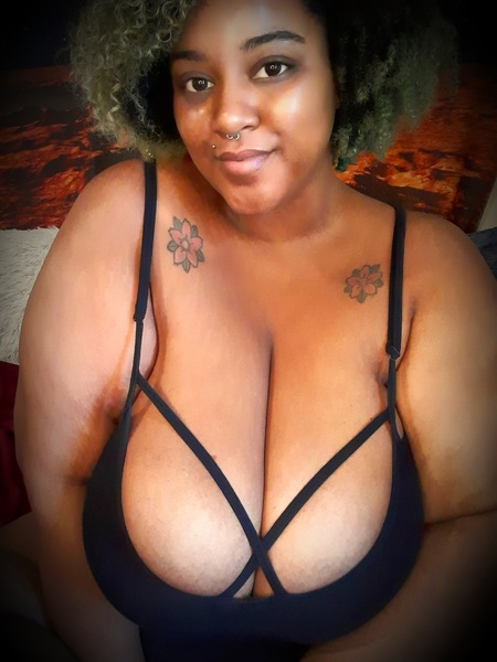 Black BBW will rate your dick with huge tits showing