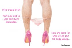 Sissy cries over wearing panties and heels