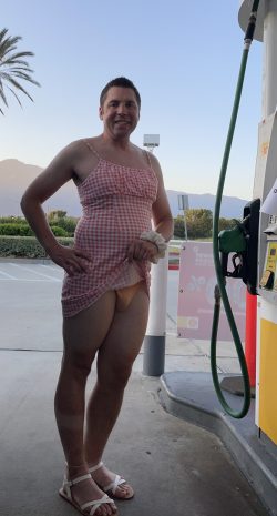Marky showing her panties at the gas station