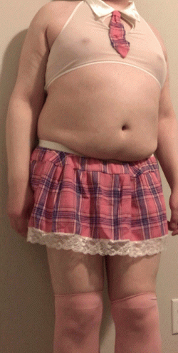 Sissy nervous about showing what’s under her skirt. It’s okay sweetie, no one is surprised.