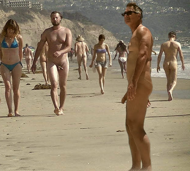 True nudist flashing cock on the beach