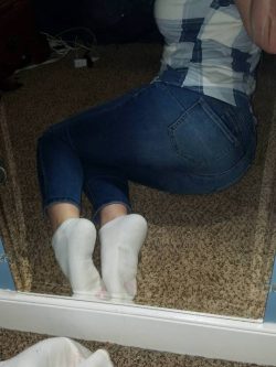 Busty big booty hottie in white cushioned socks