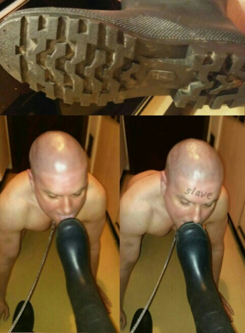 gay slave licks men boots