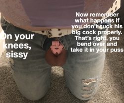 Sissy Donna has to learn how to properly service superior cocks.