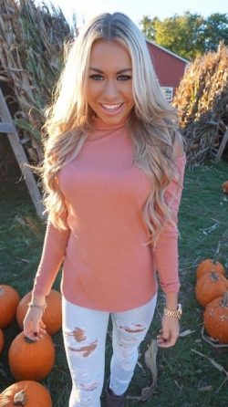 Hot blonde trophy wife at the pumpkin patch