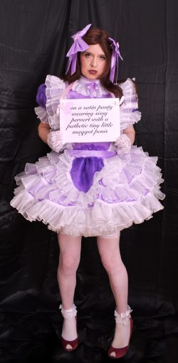 Dressed as a frilly sissy maid and humiliated
