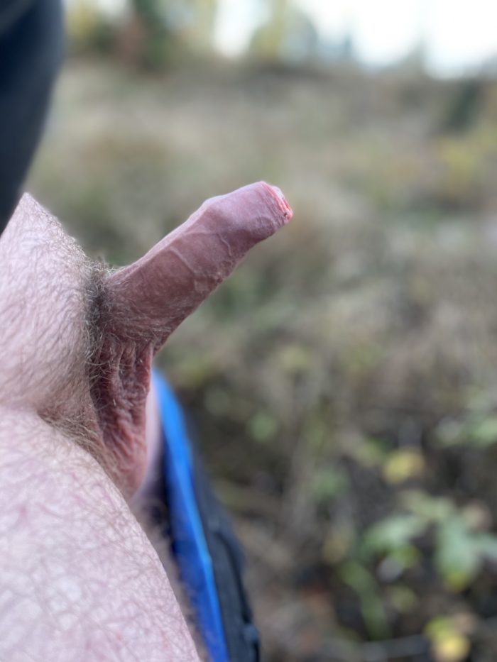 Soft a hard tiny dick in forest