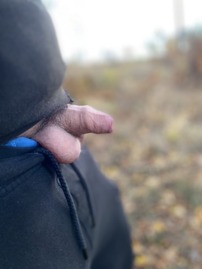 Soft a hard tiny dick in forest