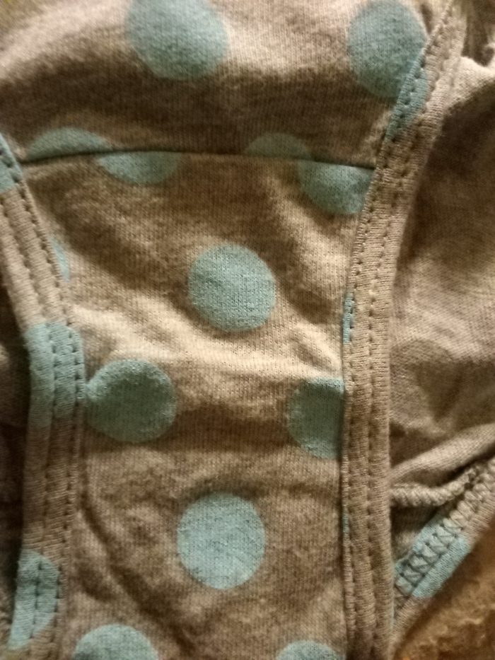 Gray cotton panties with blue polka dots