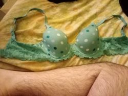 Sexy cute little green polka dot bra SMALL BOOBIES RULE!!!