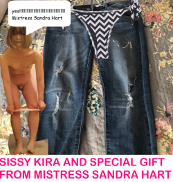 Mistress Sandra Hart and her gift to sissy Kira