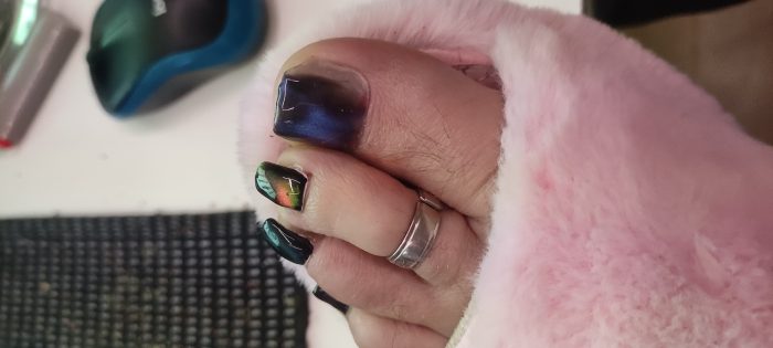 my polished toenails