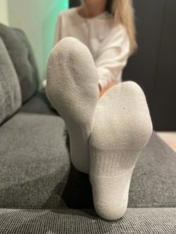 Hot blonde indulges my sock feet fetish