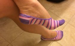Pretty striped sock cock tease