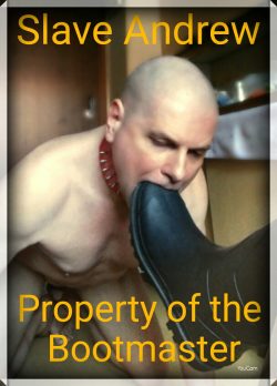 bald submissive male slave property of the bootmaster