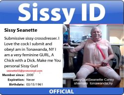 Sissy Seanette Carey shemale Crossdresser cock whore gurly boi
