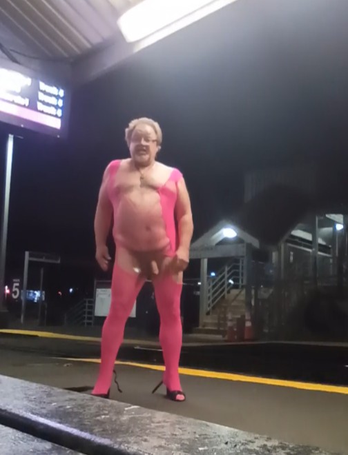 Sissy Daddyfuckpig Masturbating in Public at A Train Station for Mistress E
