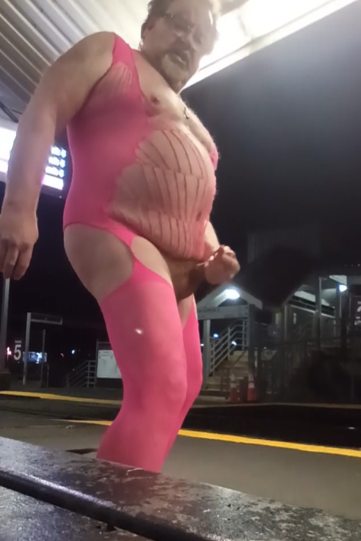 Sissy Daddyfuckpig Masturbating in Public at A Train Station for Mistress E