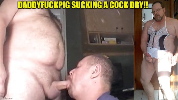 Daddyfuckpig worshipping cock!