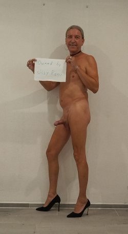 Exposing my naked sissy bitch in heels