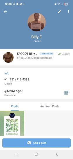 Telegram Sissyfag20 lk4 someone to exposed me on cam I want too be degraded humiliated me 951 71 ...