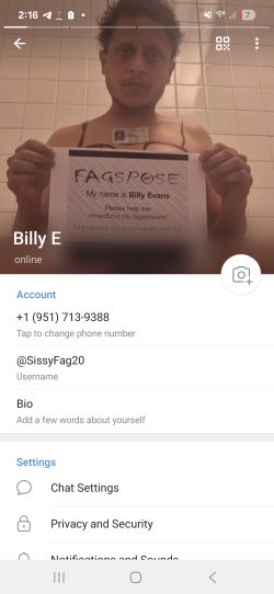 Telegram Sissyfag20 aka Billy evans