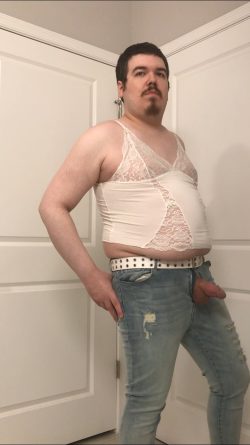Cucky dressed for Mistress with my 4 inches sticking out