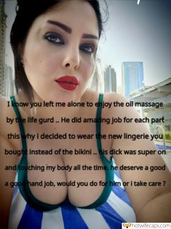 Hotwife Maria at the pool sending her cuck and telling him how much she enjoyed wearing the ling ...