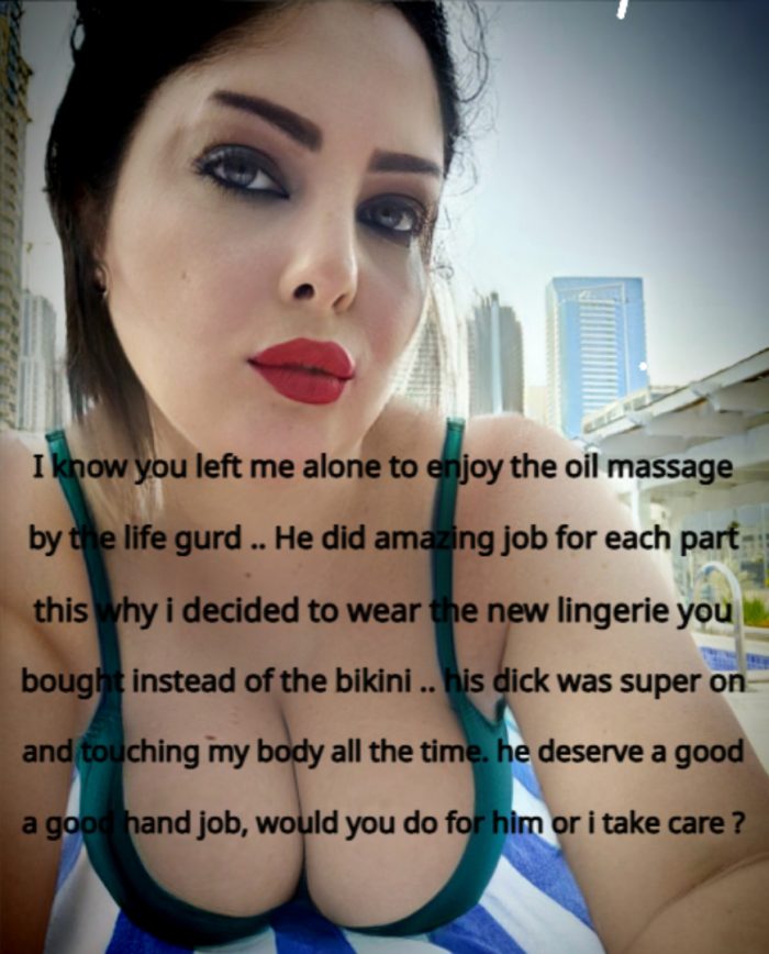 Hotwife Maria at the pool sending her cuck and telling him how much she enjoyed wearing the ling ...