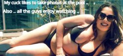 Hotwife Maria .. My Cuck likes to photo me at the pool.. all the guys also enjoy watching ..