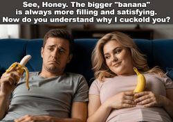 The Bigger Banana is More Filling and Satisfying. That is Why I Cuckold You